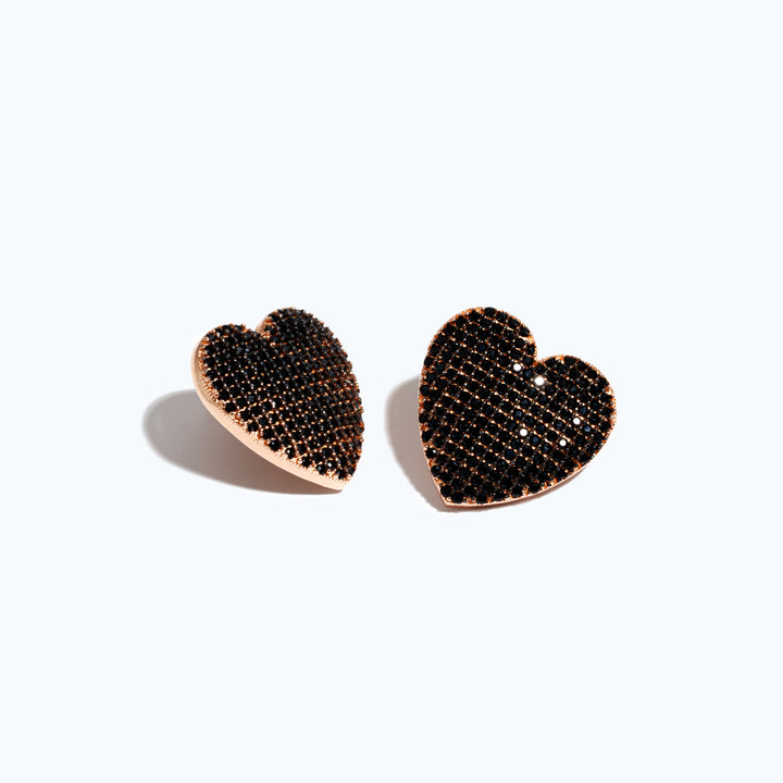 Black Salvador Heart Earrings