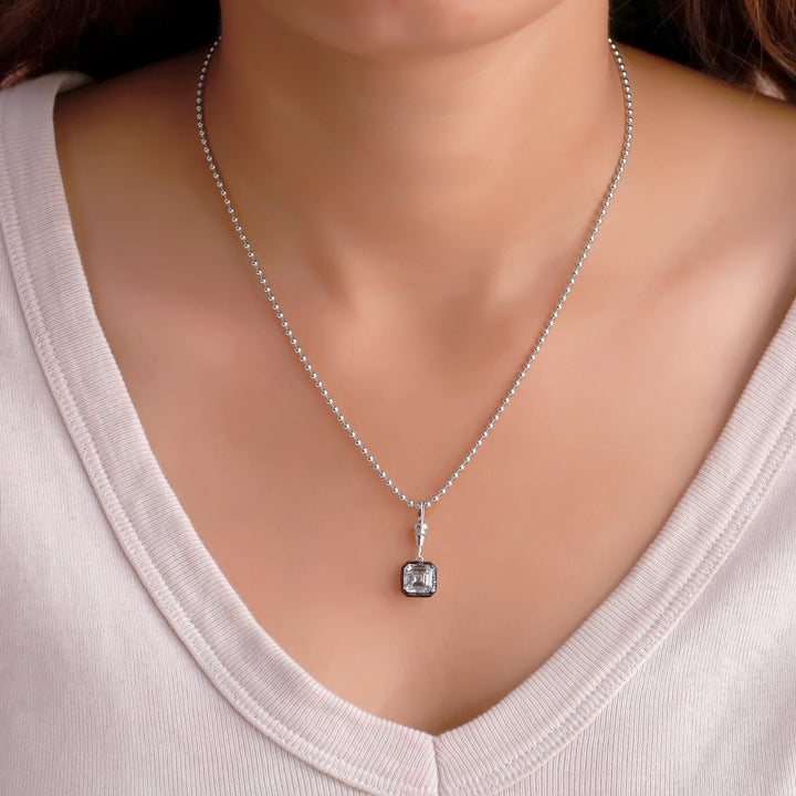 Georgian Asscher Cut Diamond Beaded Necklace