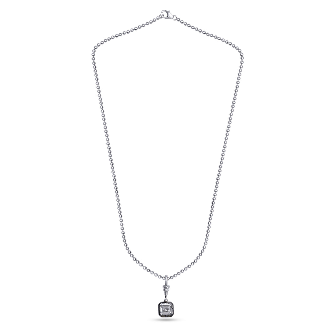 Georgian Asscher Cut Diamond Beaded Necklace