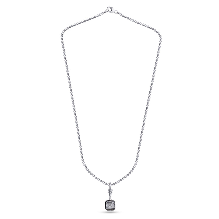 Georgian Asscher Cut Diamond Beaded Necklace