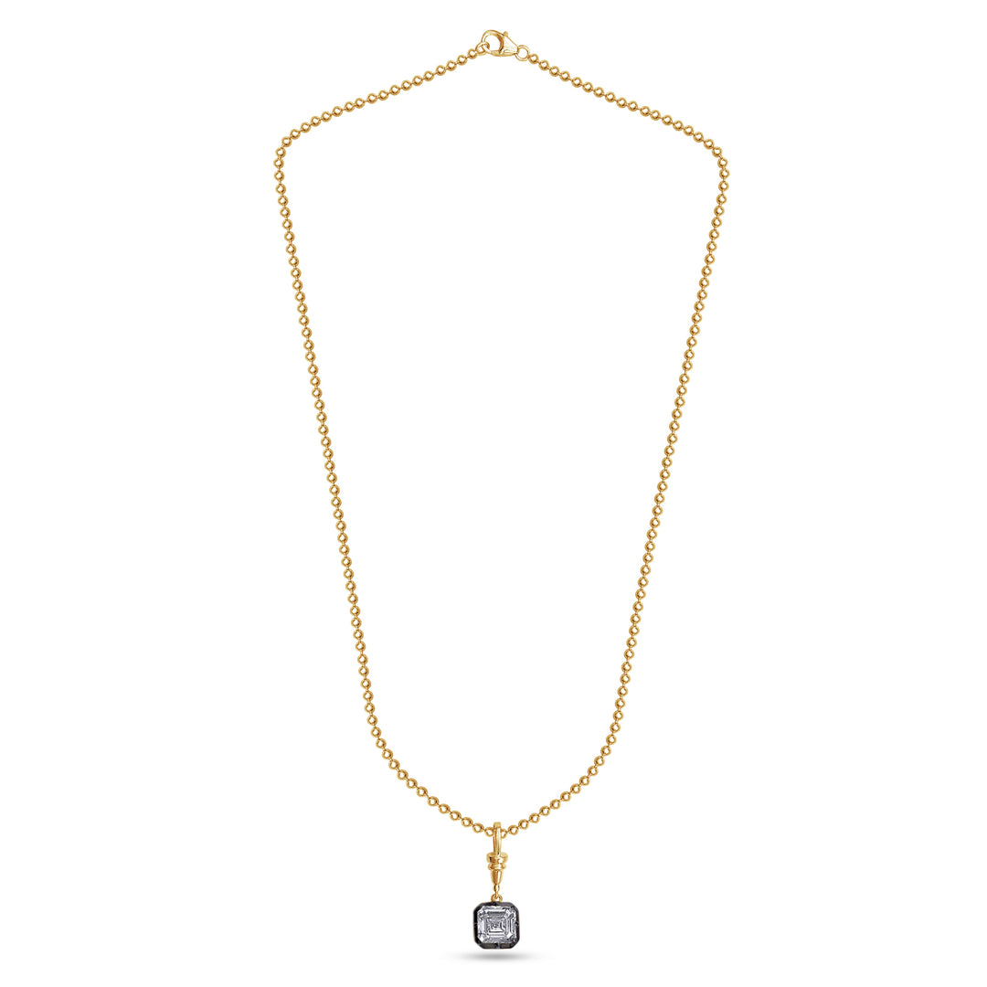 Georgian Asscher Cut Diamond Beaded Necklace
