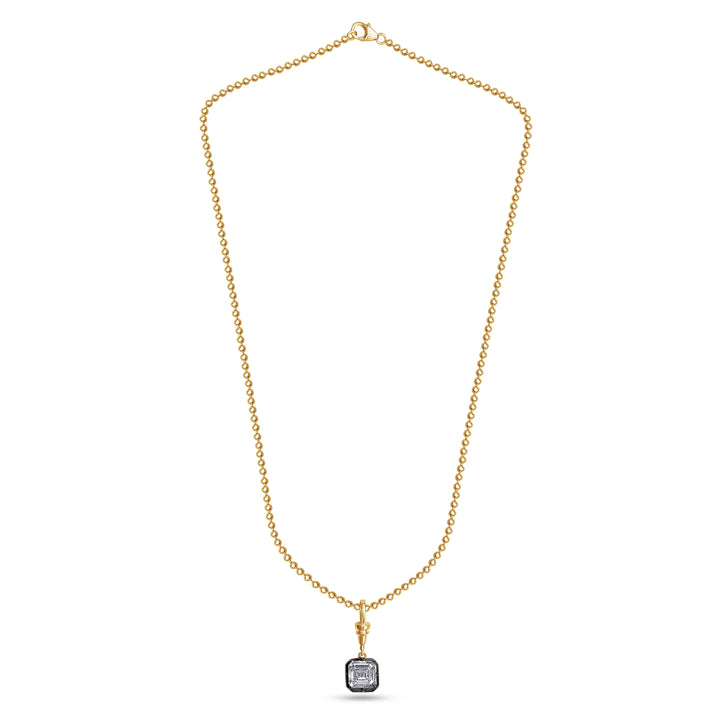 Georgian Asscher Cut Diamond Beaded Necklace