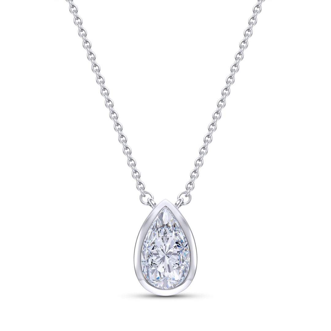 Bezel-Set Pear Diamond Pendant
