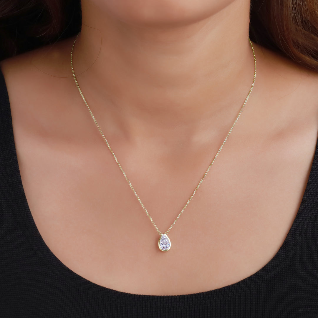 Bezel-Set Pear Diamond Pendant