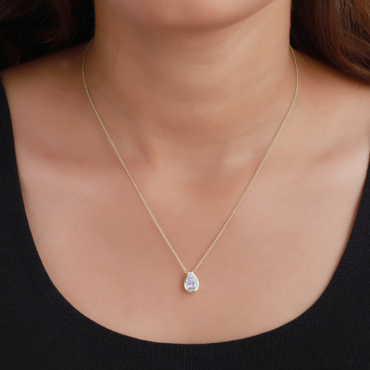 Bezel-Set Pear Diamond Pendant