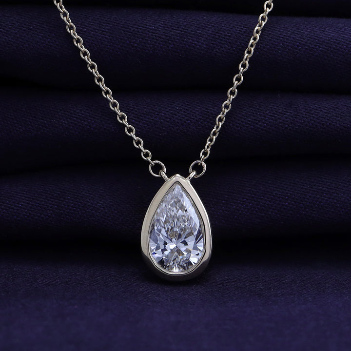 Bezel-Set Pear Diamond Pendant