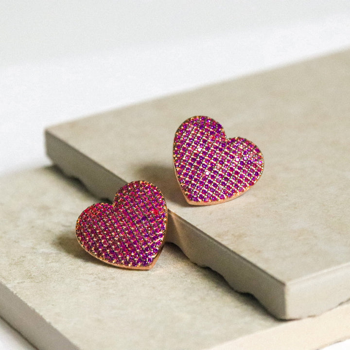 Pink Salvador Heart Earrings