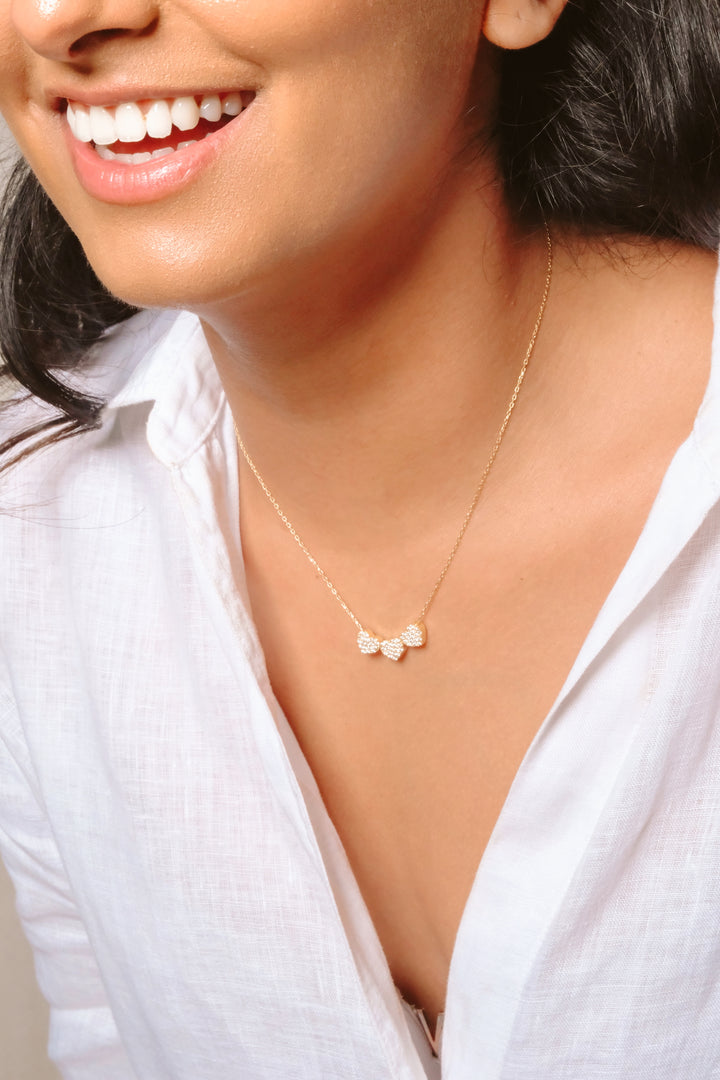 New York Dancing Heart Trio Necklace