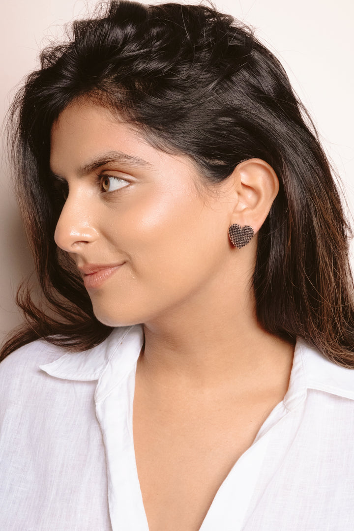 Black Salvador Heart Earrings