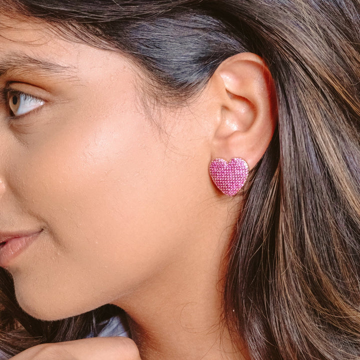 Pink Salvador Heart Earrings