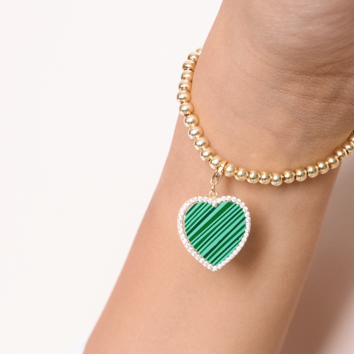 Earth Malachite Heart Charm