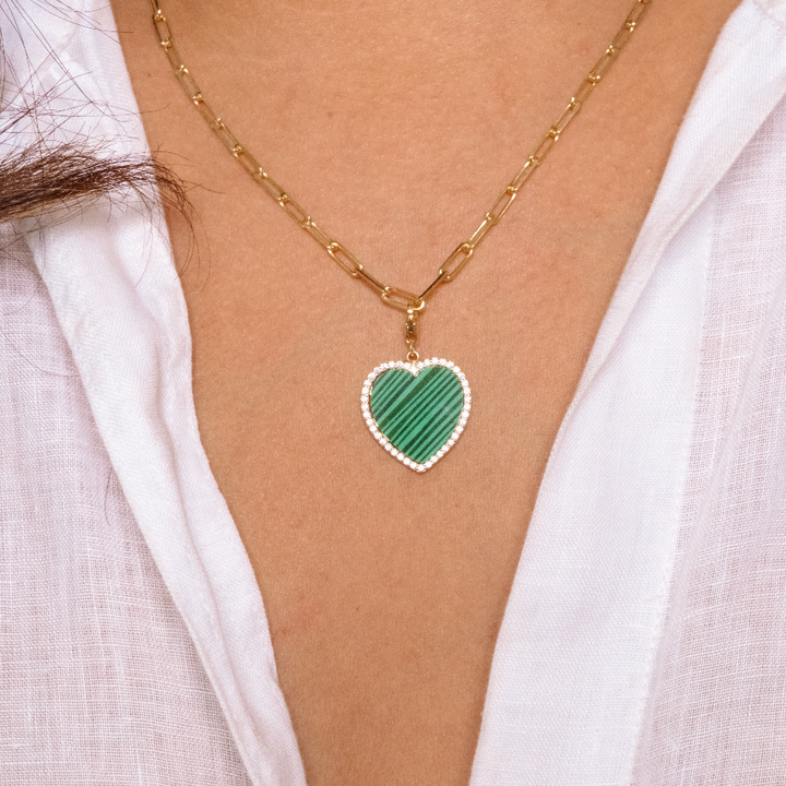 Earth Malachite Heart Charm