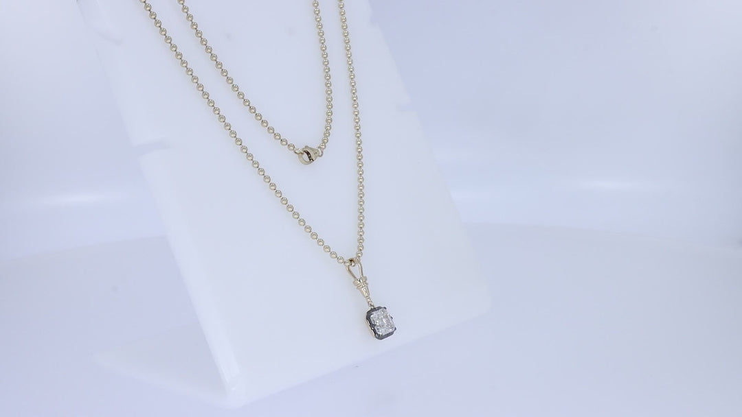 Georgian Asscher Cut Diamond Beaded Necklace